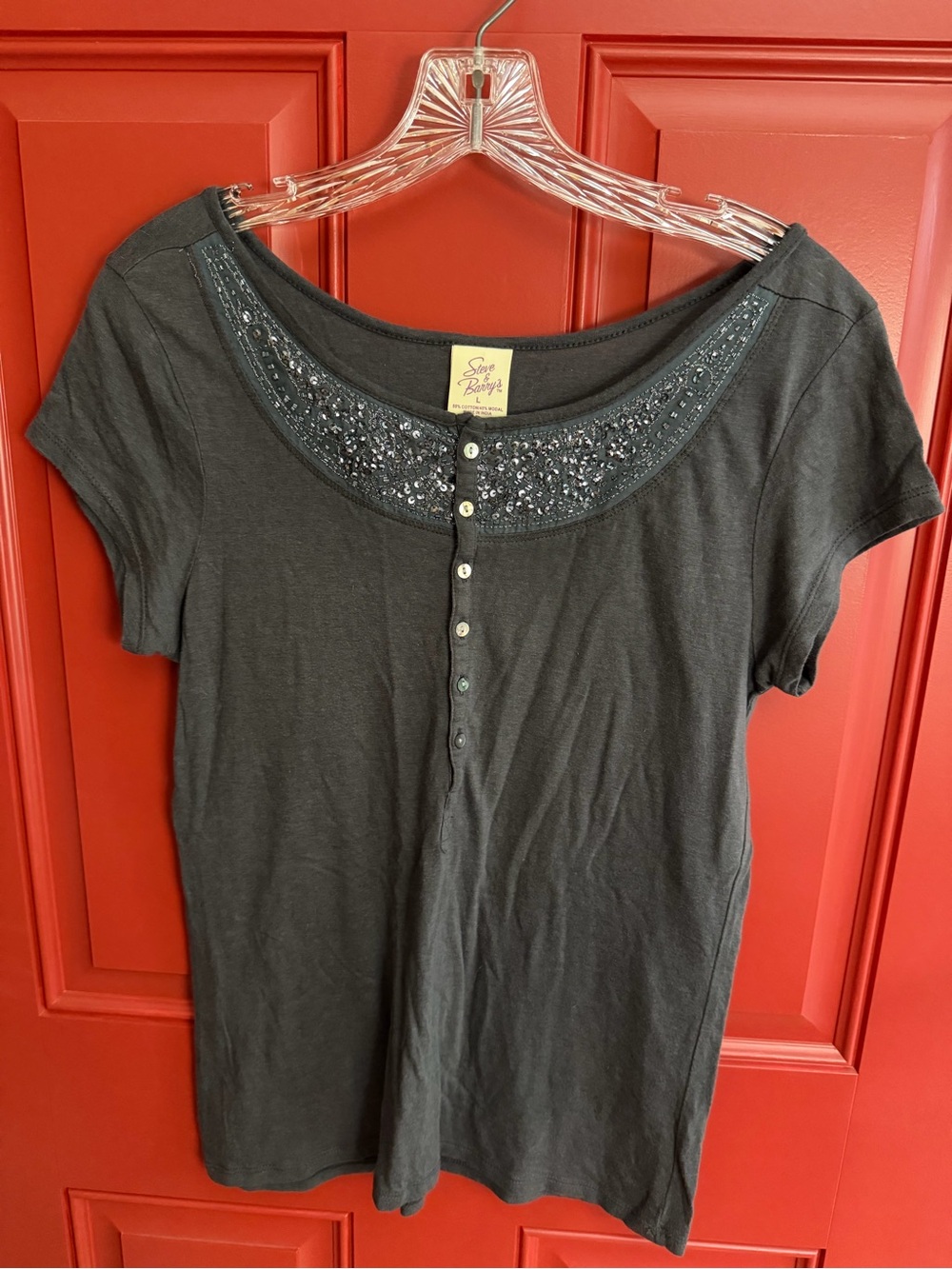 Y2K style Embellished Scoop Neck Women's Top -size L